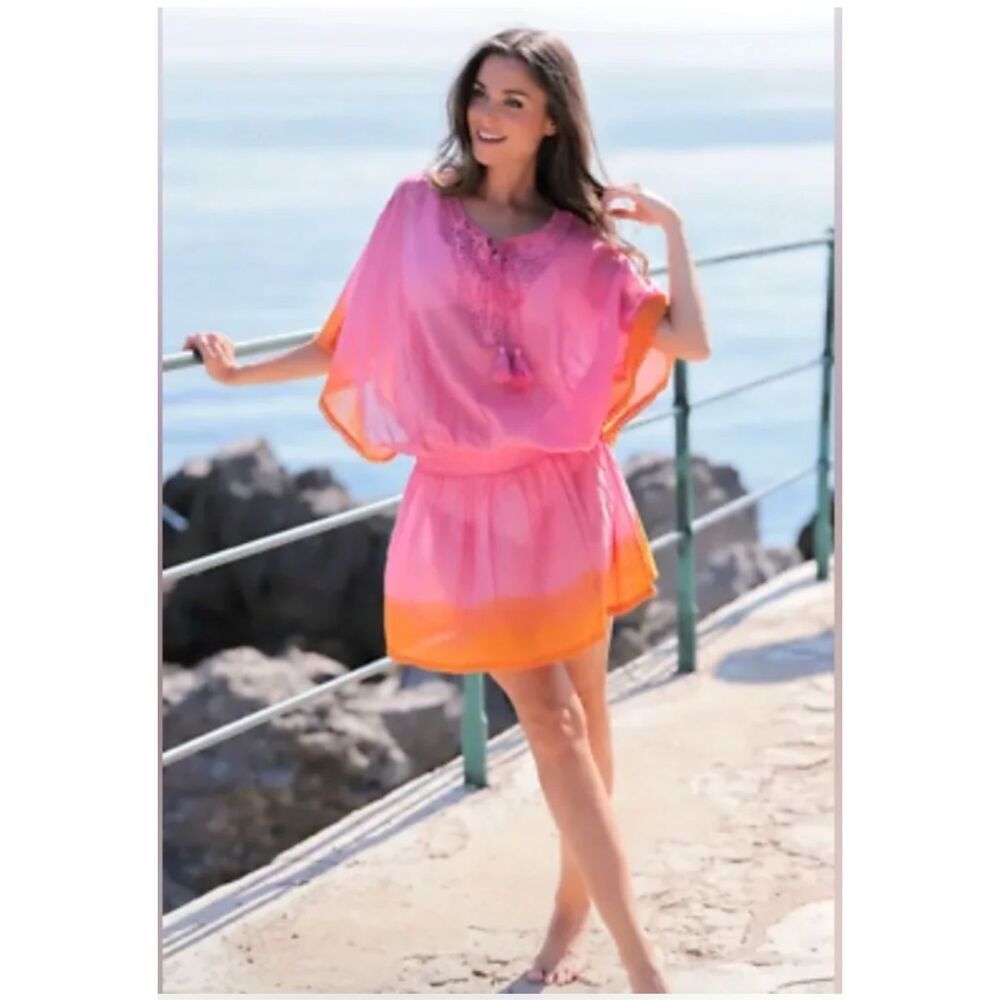 Shiraleah ChicagoβSadie pink orange swim coverup OS